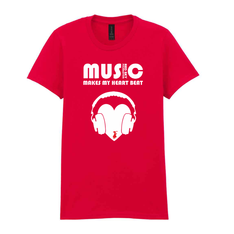 Lady fit Music t-shirt in red