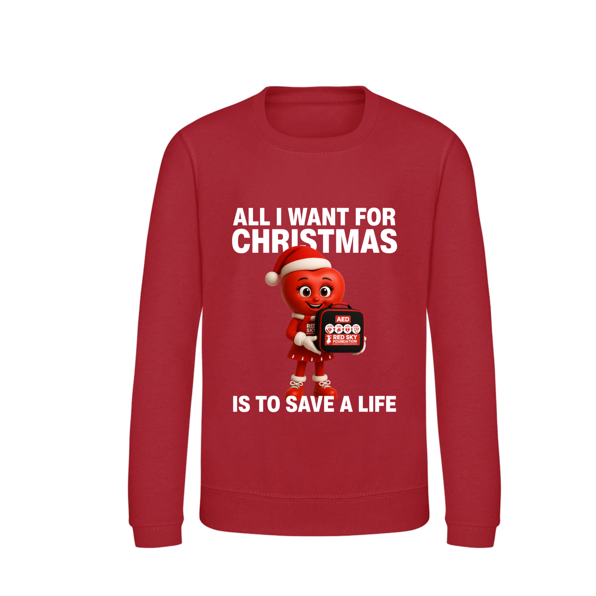 Junior Christmas Jumper - Save A Life in red