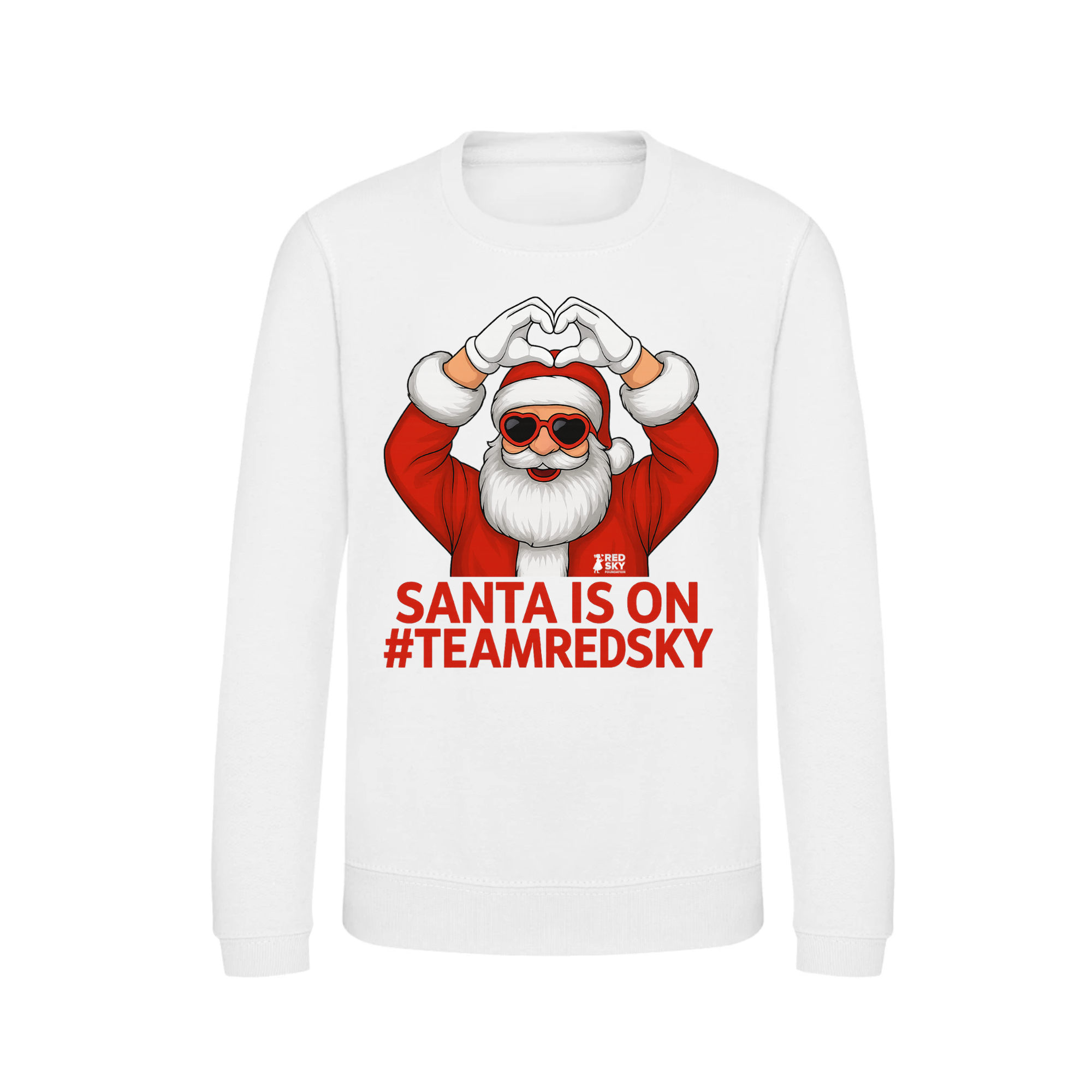 Junior Christmas Jumper - Santa Is On Team Red Sky in white