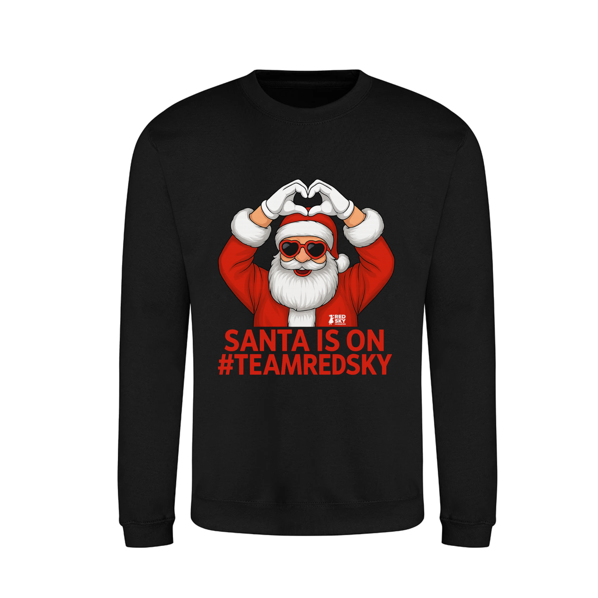 Unisex Christmas Jumper - Santa Is On Team Red Sky in black